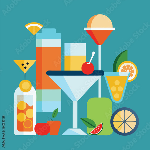 Set of Soda can, cocktail, soft drinks isolated vector illustration