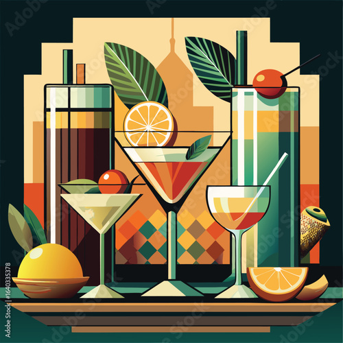 Set of Soda can, cocktail, soft drinks isolated vector illustration