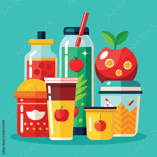 Set of Soda can, cocktail, soft drinks isolated vector illustration