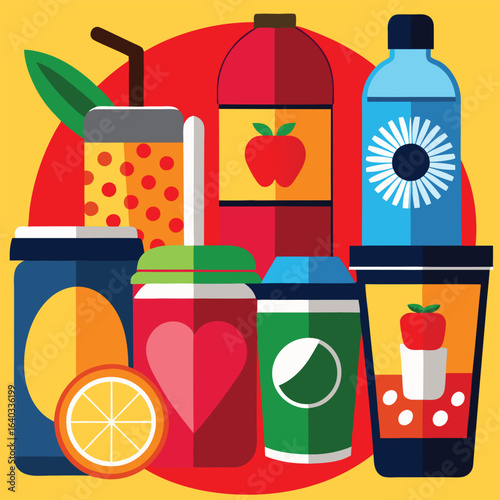 Set of Soda can, cocktail, soft drinks isolated vector illustration