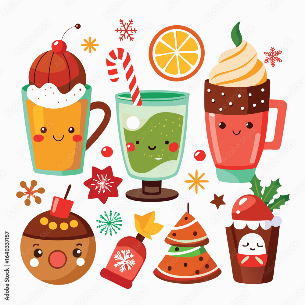 Fototapeta premium Set of Soda can, cocktail, soft drinks isolated vector illustration