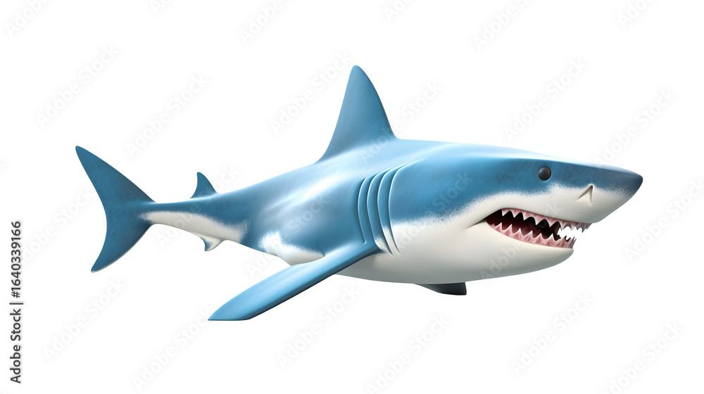 Naklejka premium Cartoon shark with sharp teeth on a transparent background