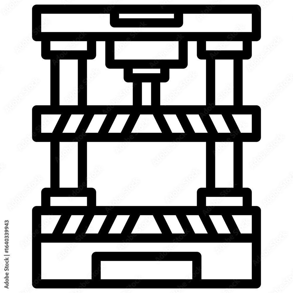 Fototapeta premium Press Machine icon, Black And White Outline Icon Vector.