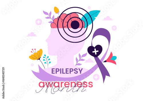 National Epilepsy Awareness Month Vector Illustration Observed Every Year in November Featuring Brain and Mental Health Awareness in a Background