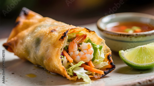 Close-Up of Lumpia with Shrimp Filling