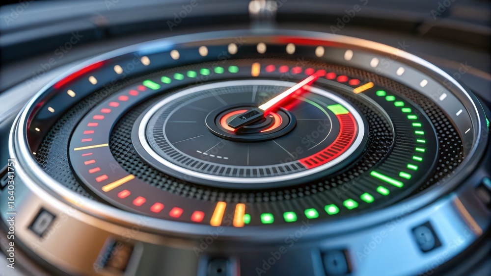 Detailed gauge displays vibrant colors indicating levels and performance, showcasing concept of threat hunting in cloud networks Detailed gauge displays vibrant colors indicating levels and performance, showcasing concept of threat hunting in cloud networks