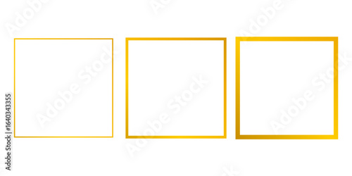 Gold square frames, minimal design with three thicknesses