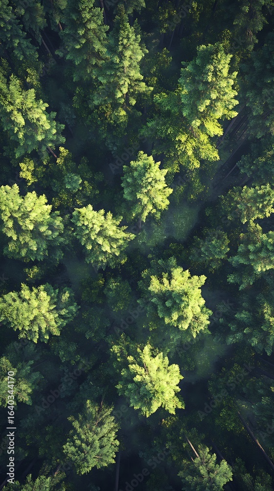 Obraz premium Forest canopy overhead view