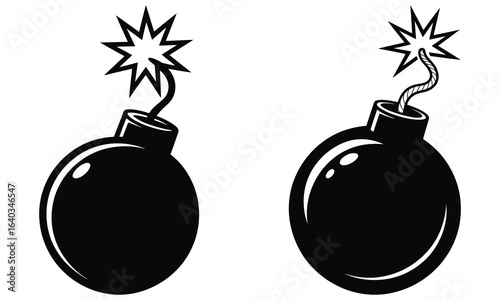 bomb with burning fuse vector