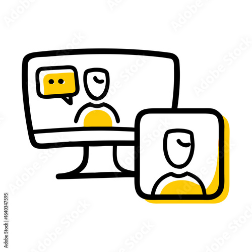 online meeting hand drawing icon for web and graphic design