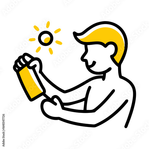 person applying sunscreen hand drawing icon for web and graphic design