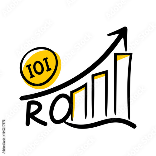 roi return on investment hand drawing icon for web and graphic design