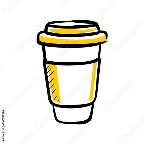 slim coffee cup hand drawing icon for web and graphic design