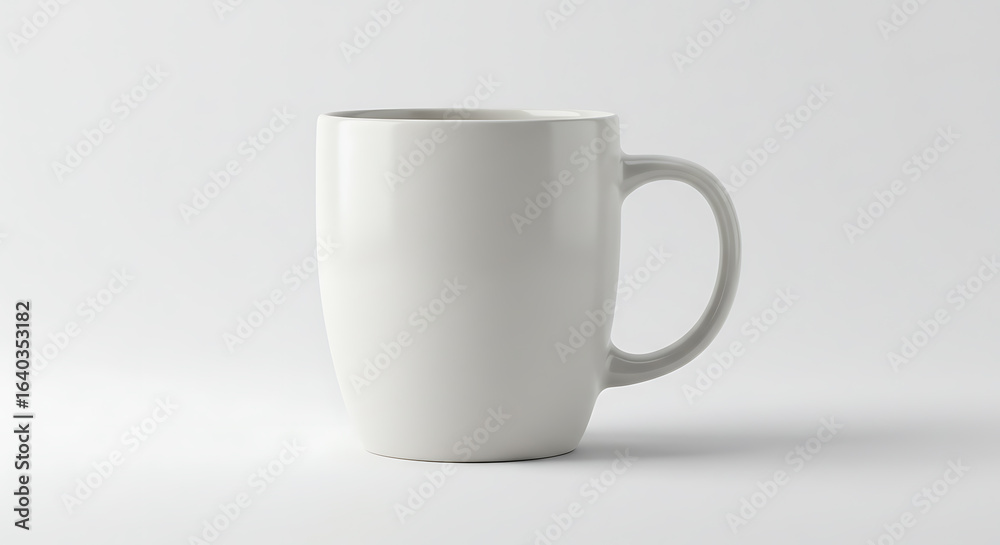 Fototapeta premium Simple White Ceramic Coffee Mug Isolated on Clean White Background
