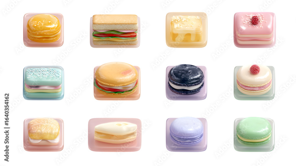 Miniature food assortment, isolated on transparent background Miniature food assortment, isolated on transparent background