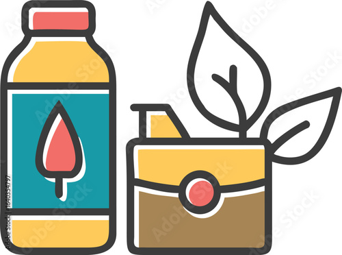 Flat design icons for biodegradable products and sustainability concepts
