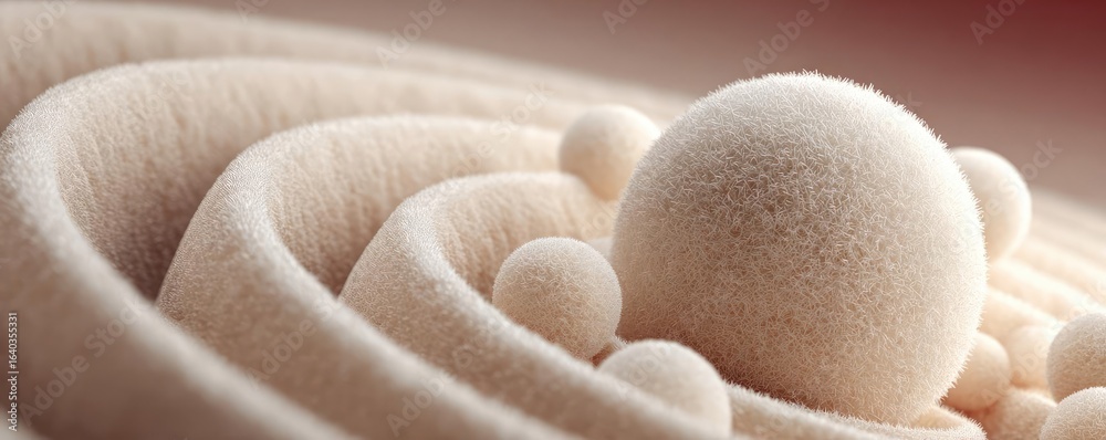 Fototapeta premium Puffy puffiness with circles and look concept. Abstract representation of particles and waves in motion.