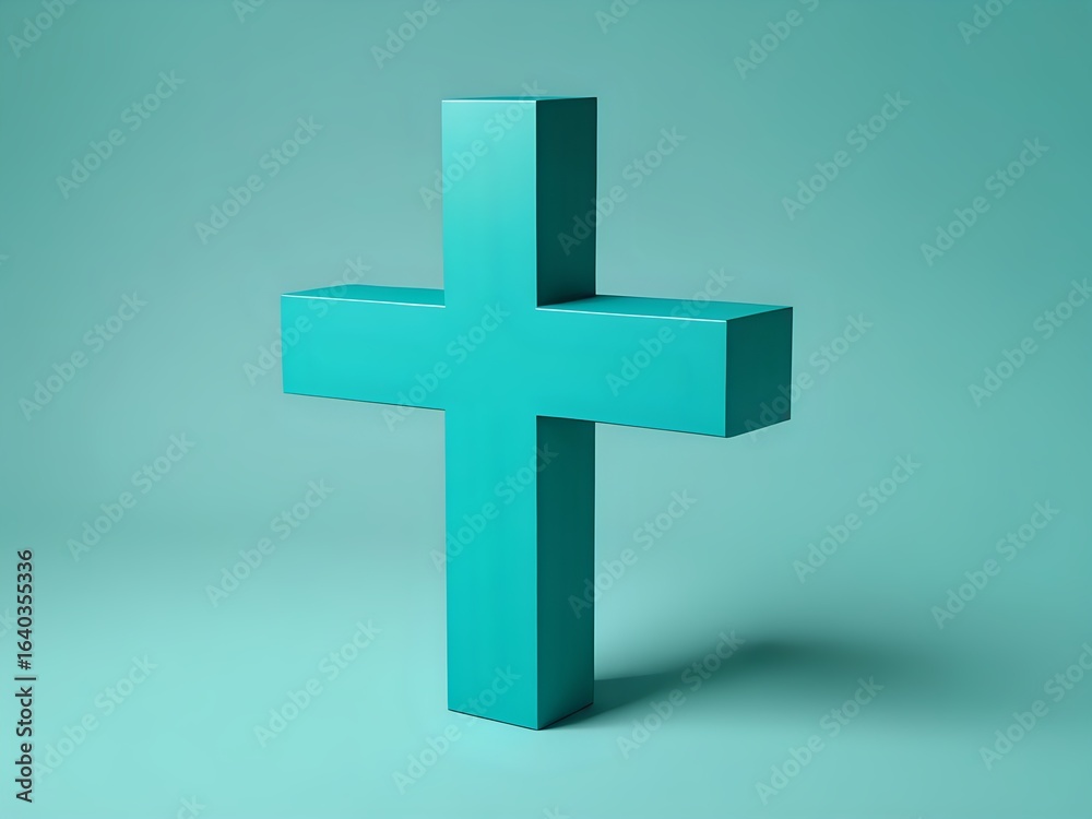 Fototapeta premium Teal Three D Christian Cross
