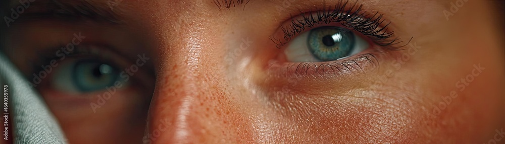 Fototapeta premium Swollen appearance from tissues and look concept. Close-up of a person's eye conveying deep emotions and thoughts.