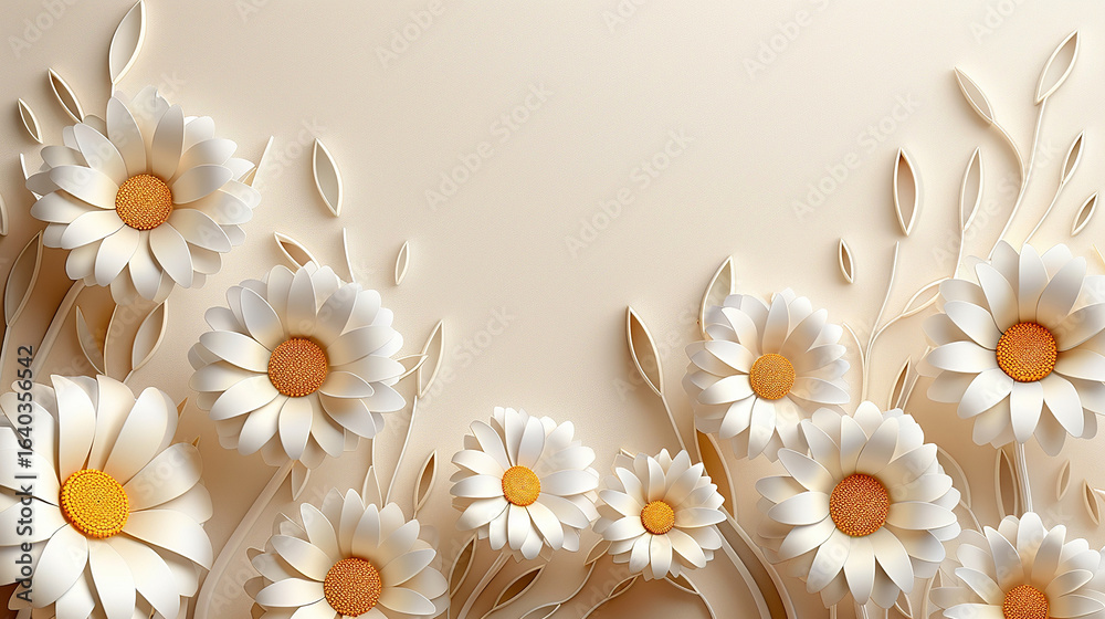 Obraz premium frame with daisy flowers
