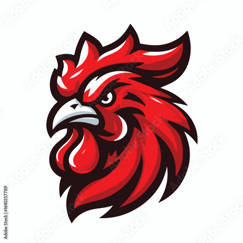 Angry red rooster head logo vector image