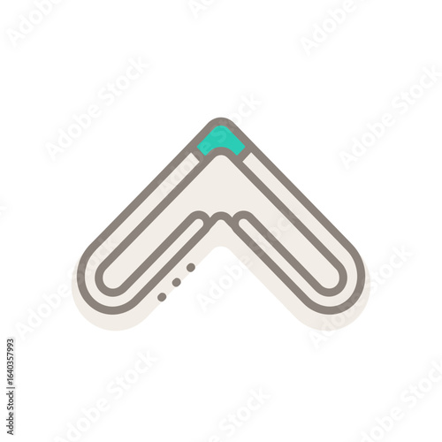 A minimalist boomerang icon, illustrated in light gray and teal, is perfectly suited for playful designs, websites, or applications needing a simple, modern graphic element.
