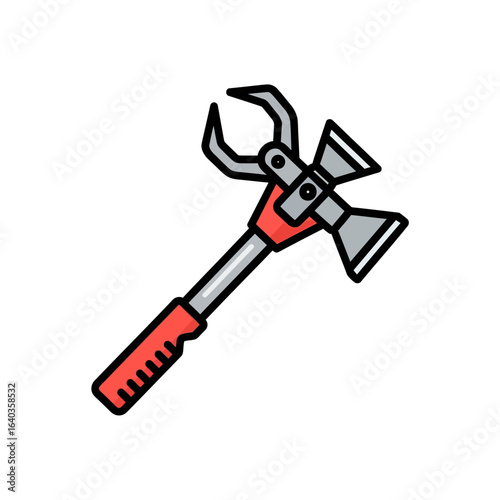 A vibrant cartoon illustration depicts a modern multi-tool combining a hammer and pliers, ideal for various repair and construction tasks.
