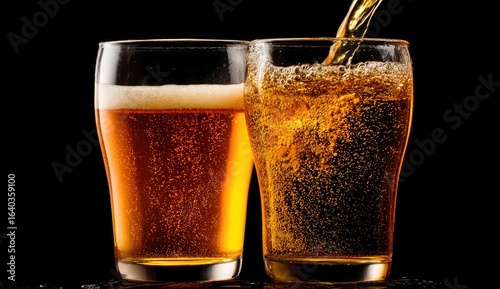 Wallpaper Mural Pouring golden beer into glass, dark background, refreshment Torontodigital.ca