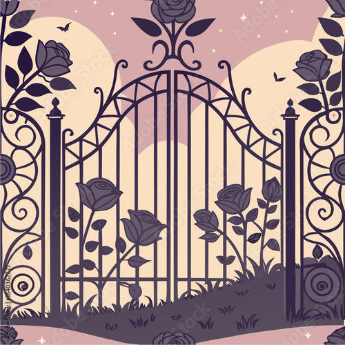 Romantic twilight rose garden