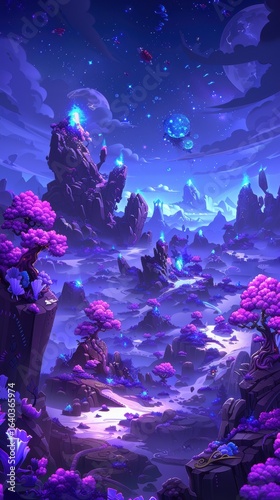 Fantasy Purple Landscape Night Scene