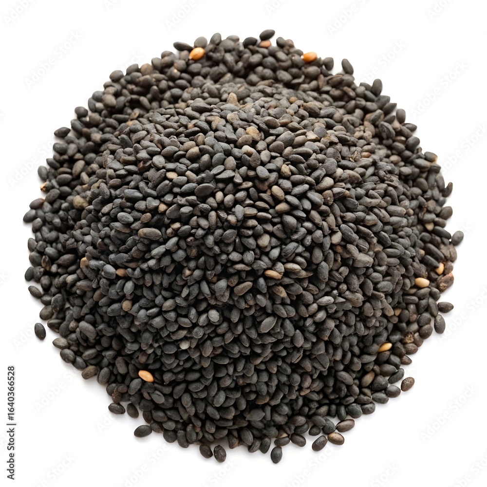 Pile of black sesame seed isolated on white background Pile of black sesame seed isolated on white background