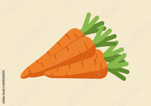 Three fresh orange carrots with leafy green tops, ready for healthy meals and vibrant snacks