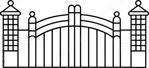 Gate outline vector illustration, line art