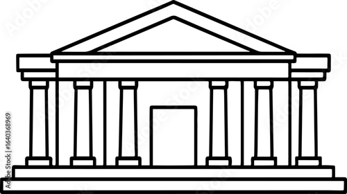 Museum outline vector illustration, line art