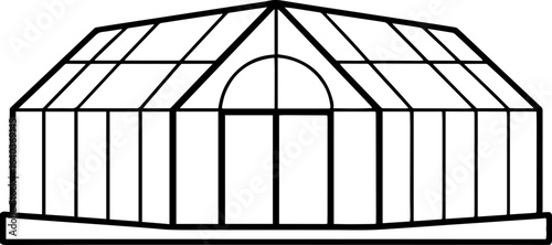 Greenhouse black outline vector and illustration, coloring book page