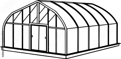 Greenhouse black outline vector and illustration, coloring book page