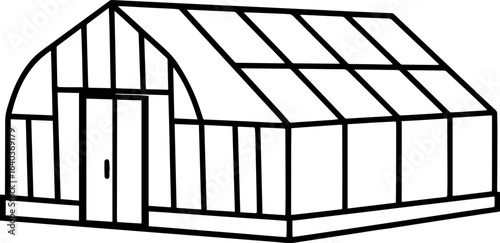 Greenhouse black outline vector and illustration, coloring book page