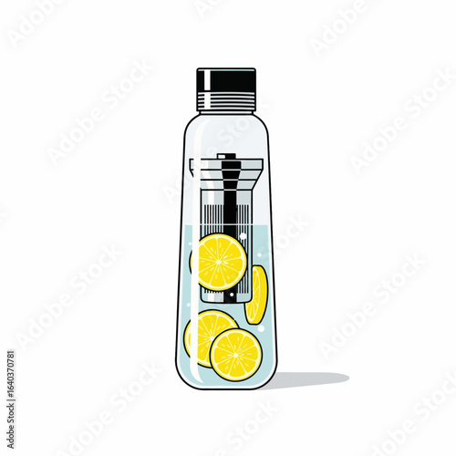 Modern Water Bottle with Infuser and Lemon Slices