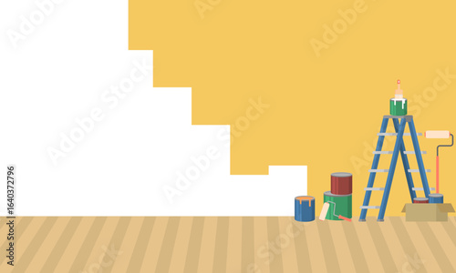 Renovation apartment flat design. Room in home, new interior. Vector illustration
