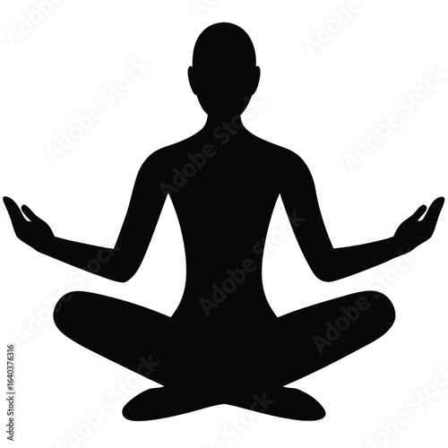 Person meditating black silhouette yoga lotus pose