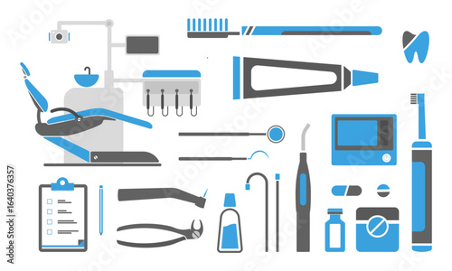 Vector set of dentist icons and teeth care