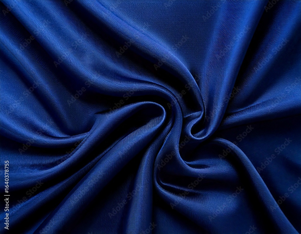Luxurious dark navy blue silk fabric with elegant draping Luxurious dark navy blue silk fabric with elegant draping
