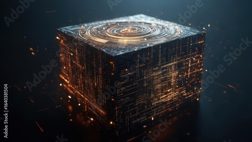 Abstract metallic cube