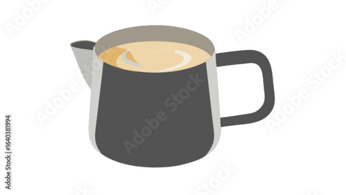 Coffee milk pitcher vector illustration for barista art and latte art design and coffee shop decor