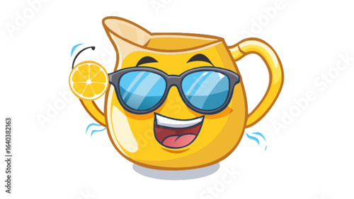 Cool lemonade pitcher with sunglasses vector illustration for summer drinks and beverage design needs