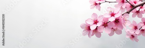 Delicate pink cherry blossoms against a pristine white wall , clean, spring, pink