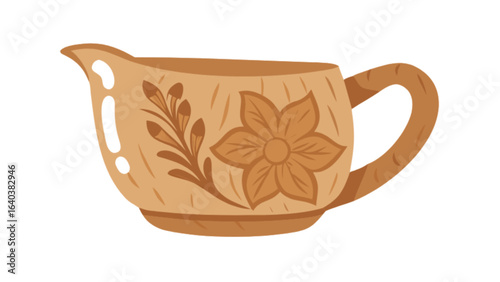 Vintage floral creamer pitcher illustration for tea party concept antique milk jug design vector art