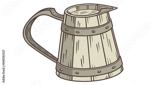 Explore vintage wooden pitcher vector art for rustic decor and antique kitchenware illustration needs online