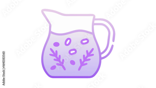 Lavender lemonade pitcher vector illustration for summer drink and beverage design projects and graphics