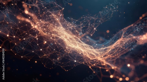 Abstract network of glowing particles